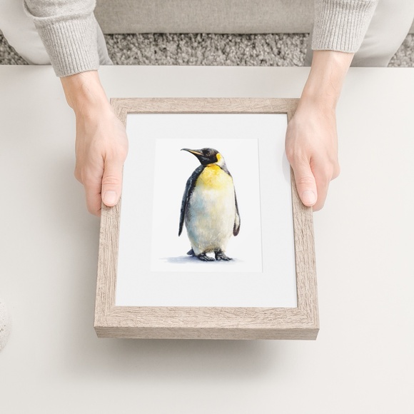 Watercolor Emperor Penguin Portrait Wall Art Print, Unframed - Regal Arctic - Picture 6 of 7